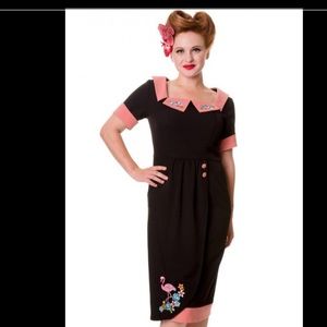 Rockabilly Flamingo Pinup Dress New